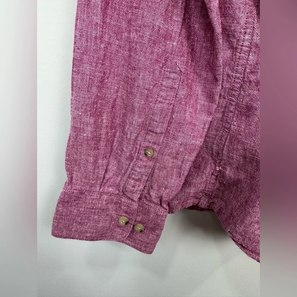 Marc Anthony Heather Pink Linen Blend Button Down Shirt Size XL - Picture 5 of 10